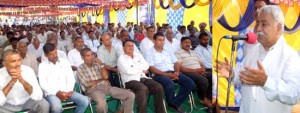 Senior NC leader Ajay Sadhotra addressing public meeting at Phallain Mandal on Sunday.