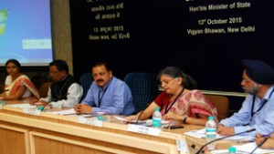 Union Minister Dr Jitendra Singh presiding over the meeting of Standing Committee of Voluntary Agencies (SCOVA) of various pensioners' organisations at Vigyan Bhawan, New Delhi on Tuesday.