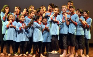 A scene from the play ‘Aap Hamare Hain Kaun’ staged by Natrang at police auditorium, Jammu.