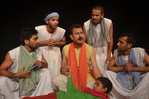 A scene from play ‘Bawa Jitto’ presented in Katra on Sunday.