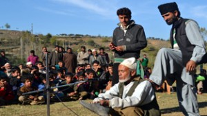 Artists during a play ‘Bakis’ staged at Baramulla.