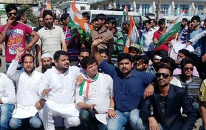 PYC leaders and activists taking out ‘Yuva Akrosh’ rally in Doda town on Sunday.