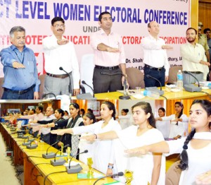 Participants during one day Women Electoral Conference under SVEEP held at Udhampur on Tuesday.