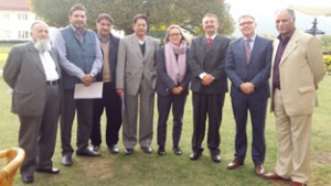 A delegation of KCCI posing for photograph with Canadian Dy High Commissioner after meeting at Srinagar on Tuesday.