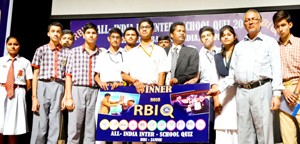 Winners of quiz competition conducted by RBI being felicitated in Jammu on Wednesday.