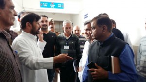 Minister for Health, Ch Lal Singh during his visit to DH Kathua on Saturday.