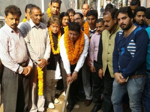 MLA Jammu East, Rajesh Gupta kick starting development works in Christian Colony, Jammu on Friday. 