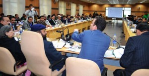 Minister for Forest, Bali Bhagat chairing DDB review meeting at Kishtwar on Saturday.