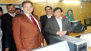 Speaker, Legislative Assembly Kavinder Gupta during inspection of Assembly Secretariat at Jammu on Tuesday. 