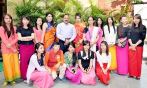 Union DoNER Minister Dr Jitendra Singh posing for photograph during the celebration of Manipur's "Ningol Chakkouba" festival, traditionally observed by hosting a special feast for "married daughters", at New Delhi on Sunday.
