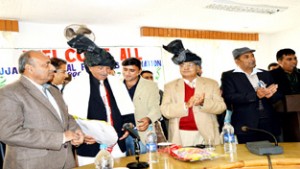 Gojri writer from PoK Latif Faizi and others during a programme at Poonch.