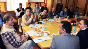Speaker Legislative Assembly, Kavinder Gupta reviewing the progress of works  in a meeting at Jammu on Monday.