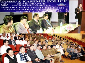 Police officers during a workshop at Jammu on Monday. 