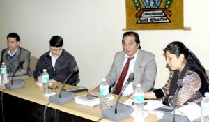 Commissioner Commercial Taxes Baseer Ahmad Khan chairing a meeting on Monday.