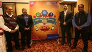 Officials of Aircel during the launch of ‘free basic internet’ for its new customers, at Jammu on Wednesday.