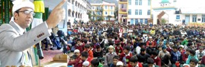 Firdous Tak addressing a gathering during 110th annual day function of Islamia Faridia High School, Kishtwar.