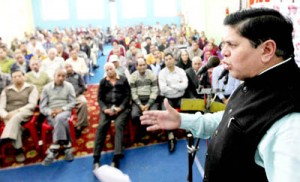 Rajiv Chuni addressing delegates session organised by SOS International at Jammu on Sunday.-Excelsior/Rakesh