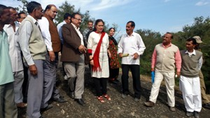 Deputy Commissioner, Sheetal Nanda during visit to Papar Brahmana area of Samba district on Thursday.