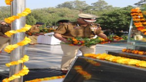 DGP K Rajendra paying tributes to martyrs on Monday.