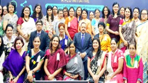 Union DoNER Minister Dr Jitendra Singh, flanked by prominent women entrepreneurs, at the launch of "Swayam" initiative by Federation of Indian Chambers of Commerce and Industry (FICCI) Women, at Guwahati on Tuesday.