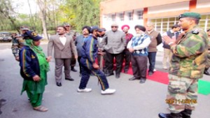 Army officer and others during flag-in function at Poonch.