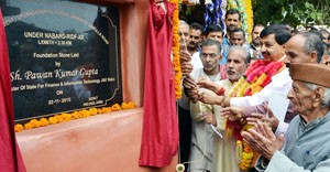 MoS for Finance, Pawan Gupta laying foundation stone of developmental work on Tuesday.