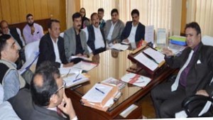 Minister for CAPD, Zulfkar Ali chairing a meeting at Jammu on Tuesday.