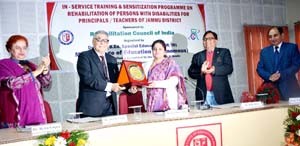 MoS for Education, Priya Sethi being felicitated at MIER College on Thursday.