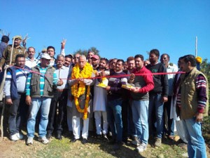RS MP, Shamsher Singh Manhas, inaugurating a newly constructed road at village Seri Panditan in Bhalwal Block of Jammu district.