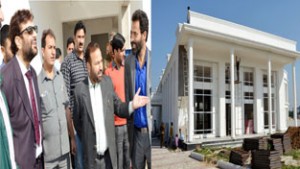 Minister for Revenue, Javaid Mustafa during visit to Banquet /Multi functional hall at Udheywalla on Tuesday.