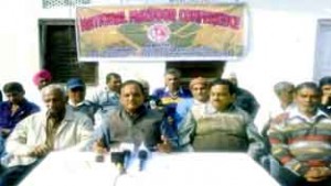 NMC president, Subhash Shastri, along with others addressing a press conference at Jammu.