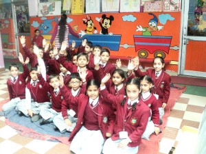 Winners of Inter-Class 'Spell-Throw' competition posing for a group photograph.