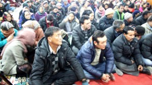 Members of various organizations during a meeting at Ladakh on Thursday.