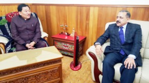 Union Minister Dr Jitendra Singh holding a meeting with Chief Minister of Sikkim, Pawan Kumar Chamling at Gangtok.