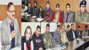 Divisional Commissioner Dr Pawan Kotwal finalizing arrangements for Beating Retreat in a meeting at Jammu on Wednesday.