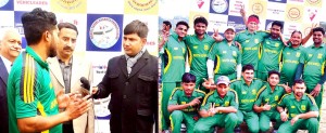 Ankush Abrol, Member BCCI during man of the match presentation (L), winners posing for a group photograph.