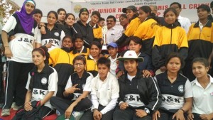 3rd place winner J&K and Uttarakhand teams posing for a group photograph at Nagpur in Maharashtra.