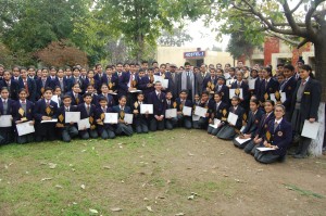 Students of MHAC Nagbani posing for a group photograph during Academic Prize Distribution Function on Thursday.