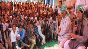 Minister for Sheep, Animal Husbandry and Fisheries Abdul Ghani Kholi addressing a gathering at Kalakote on Saturday.