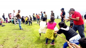 Students enjoy a game during Army tour on Thursday.