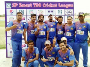 Players of Shastri Cricket Club posing for a photograph after clinching victory over Dev Cricket Club in on Tuesday.