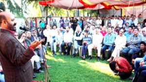 Minister for Health, Bali Bhagat addressing public gathering at Kishtwar.