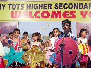 Children presenting cultural item during annual day celebrations.