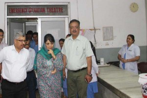 Chief Minister Mehbooba Mufti during a visit to the GMC Jammu on Saturday.