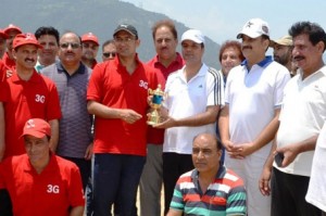 DDC Doda presenting trophy to the winning captain during post match ceremony.