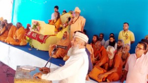 Dy Chairman, State Legislative Council, Jahangir Hussain Mir addressing religious gathering at Akhara Mandir in Poonch on Friday.