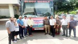 Management Committee members of Jammu Club, posing after the blood donation camp.