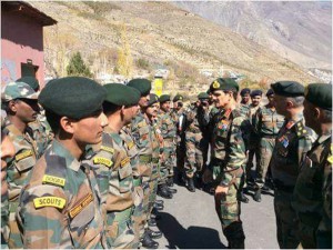 Army chief Gen Dalbir Singh reviewing the operational preparedness along the Indo-China border in areas of Puh & Sumdo in Himachal Pradesh on Friday.