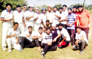 Media-XI & GNCC players posing for group photograph.