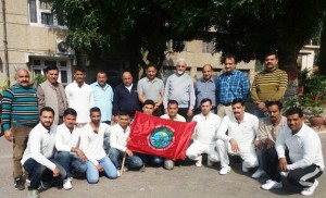 Employees cricket team of SKUAST Jammu posing alongwith Vice Chancellor, Prof Pradeep K Sharma.